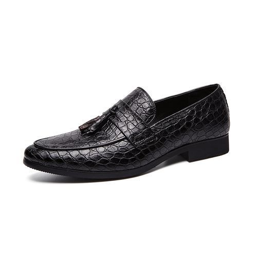 Plus Size 38-47 Crocodile Pattern Slip-on Wedding ShoesWedding Shoes-Black