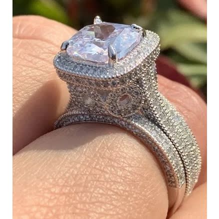 Luxury Sterling Couple Wedding Ring Set