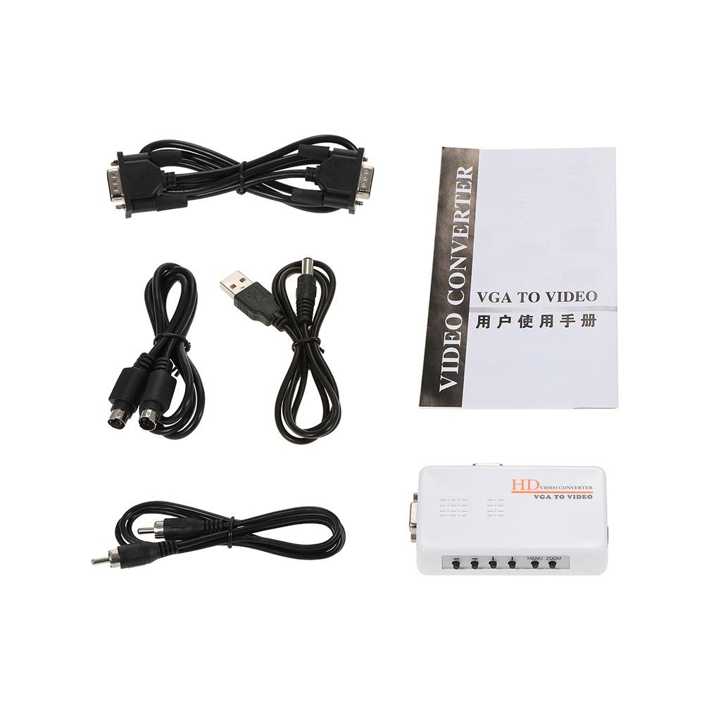 VGA To RCA S-Video Adapter PC Laptop To TV Video Converter