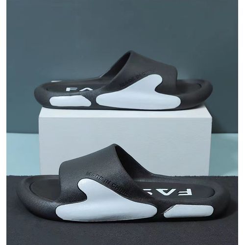 Men's Slippers Summer Flip-Flops Rubber Soft Sole - Black