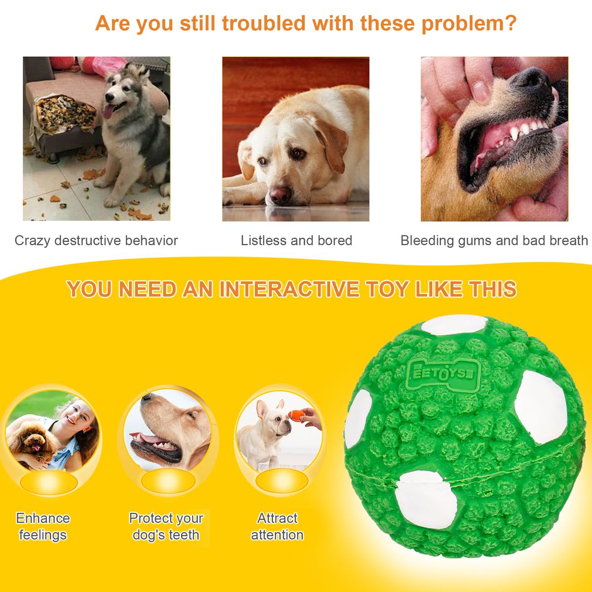 3PCS Dog Pet Ball Toy Dog Latex Toy Ball Pet Teeth Molar Dog