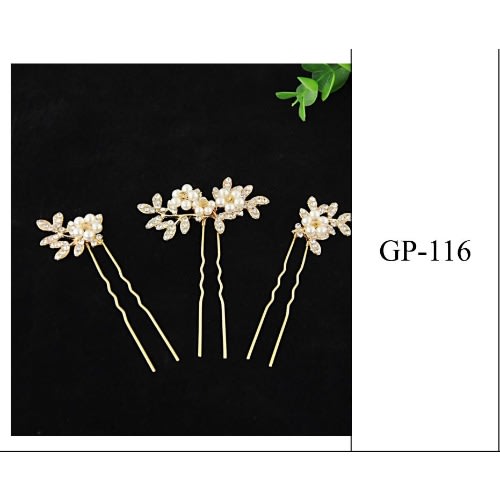 Wedding Hairpin For Brides With Pearls - Gp116 - 3 Pieces