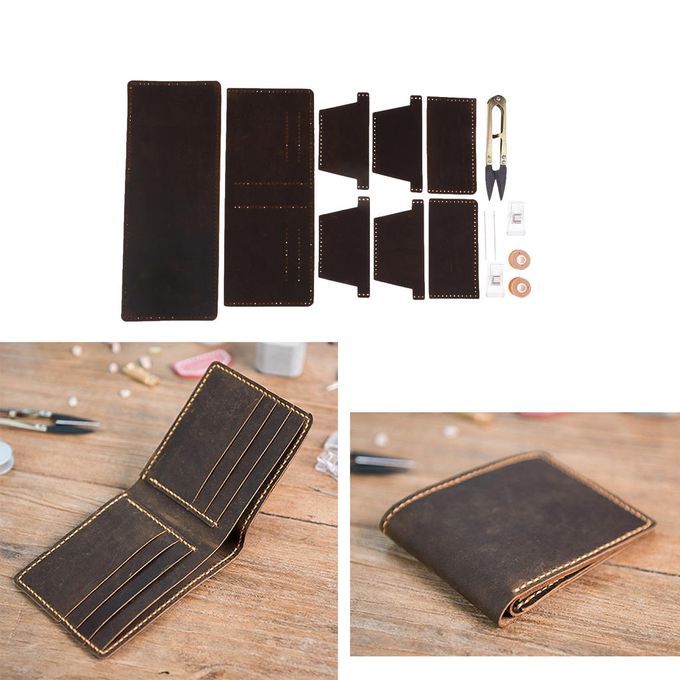 DIY Brown Leather 6 Pockets Wallet Purse Kit Make Your Own Brown