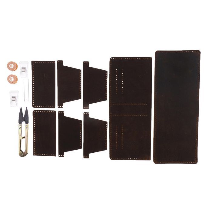 DIY Brown Leather 6 Pockets Wallet Purse Kit Make Your Own Brown