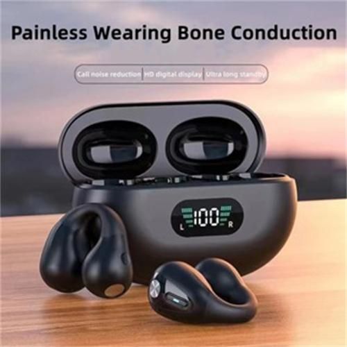 Bone conduction earphones wireless earphones Bluetooth 5.3 ear clip design touch control LED earbuds sports earphones