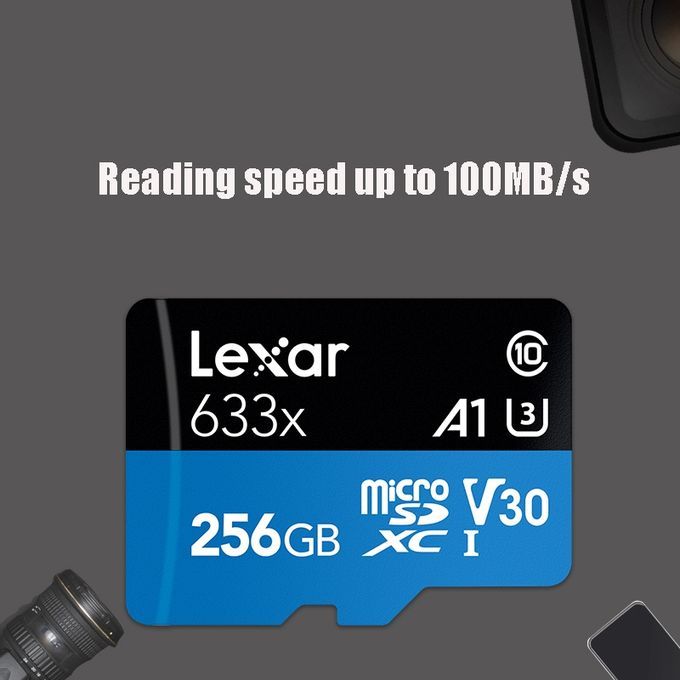 Lexar 633x 256GB High-speed Mobile Phone Camera Memory TF Card Switch Expansion Driving Recorder Dedicated Storage Flash Memory Card