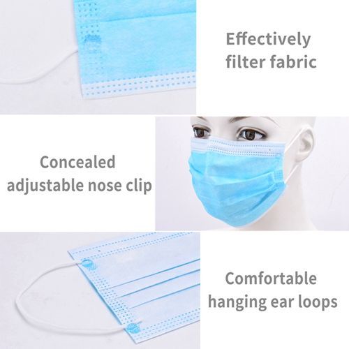 50pcs Non Woven Disposable Face Masks 3 Layers