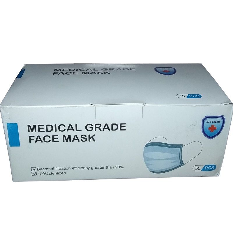 50pcs Non Woven Disposable Face Masks 3 Layers