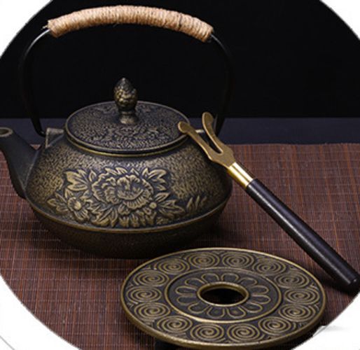 Cast Iron Teapot Set Japanese Tea Pot Kettle Enamel 900ml Kung Fu Infusers Metal Net Filter Cooking Tools