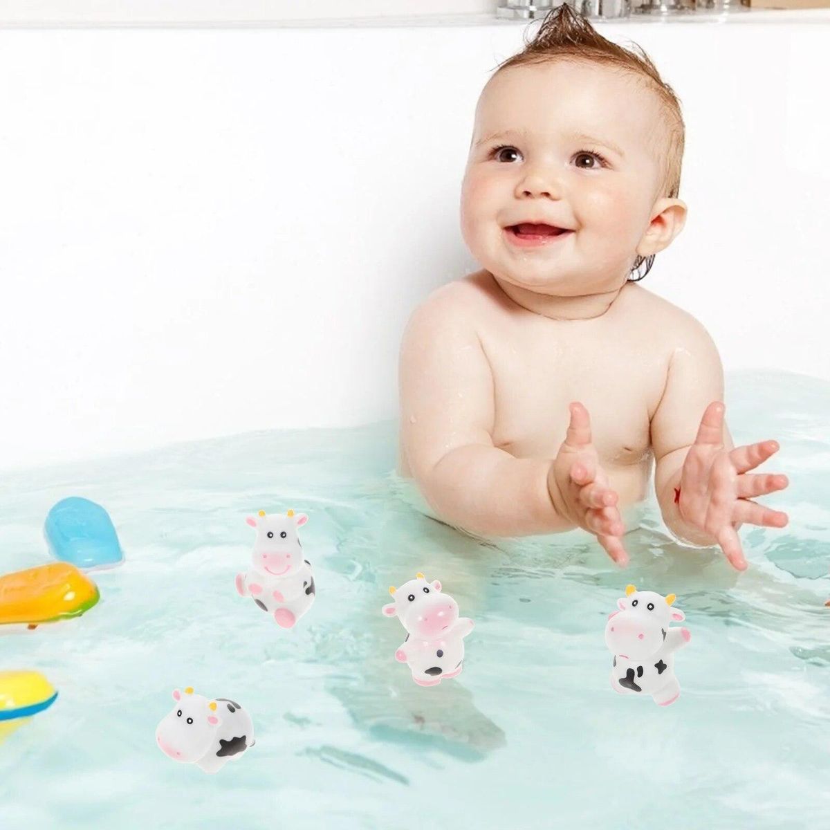 5 Pcs Toys Cowhide Educational Bathtub Shower Plaything Puzzle Squeeze Sound Funny Baby Bathing Squeaky Water