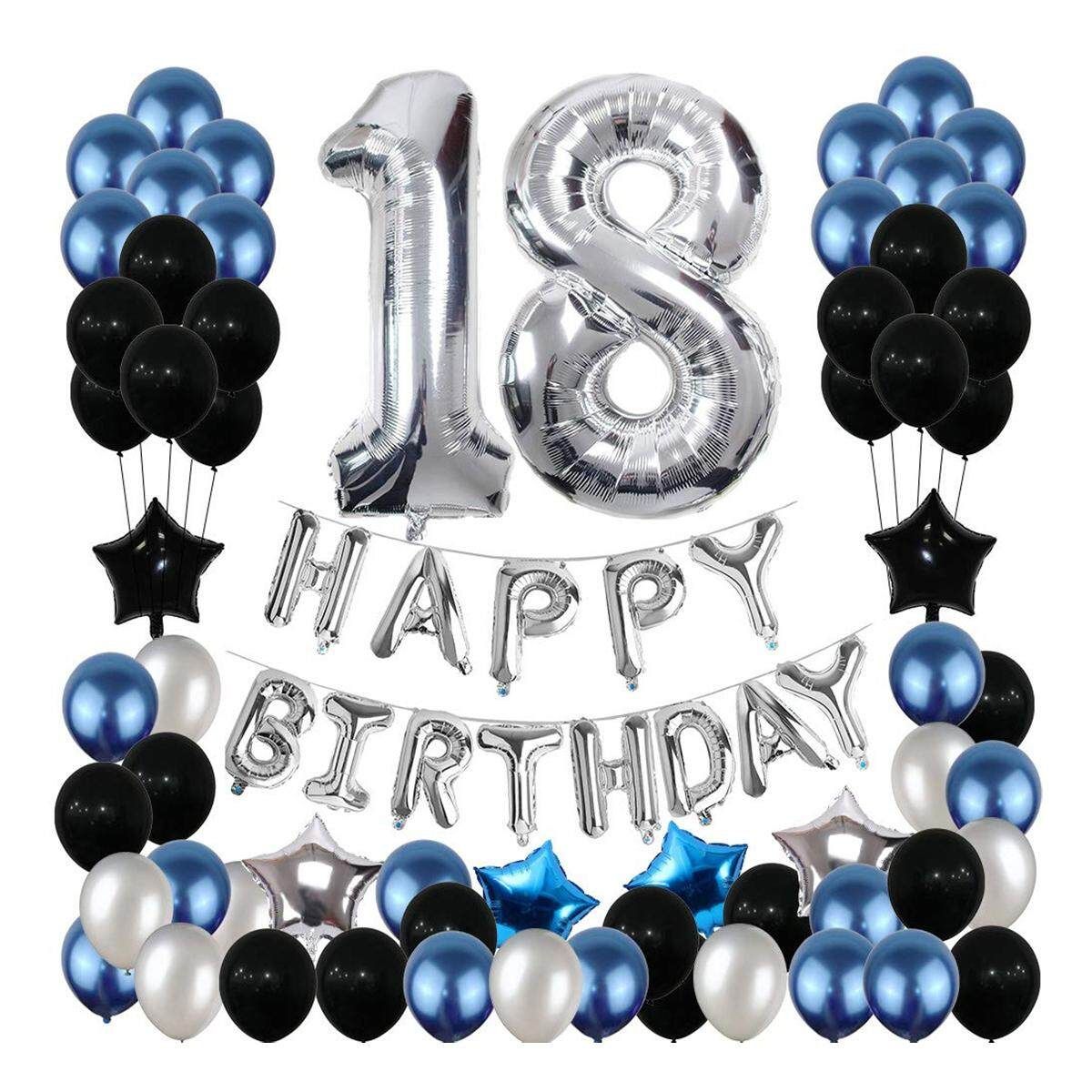 Happy Birthday Decorations Ballon Set Suit For Age16/18/21/25/30/40/50/60/70 Black