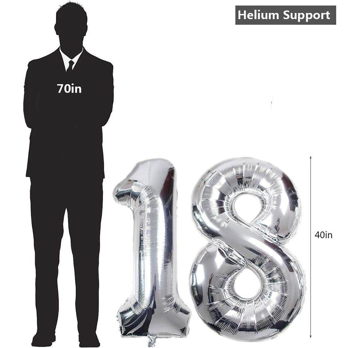 Happy Birthday Decorations Ballon Set Suit For Age16/18/21/25/30/40/50/60/70 Black
