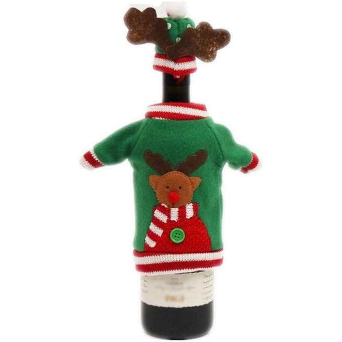 Hristmas Wine  Over Dinner Table De Oration Red Wine Bag  Loth Fabri -re Reen-3p S Set