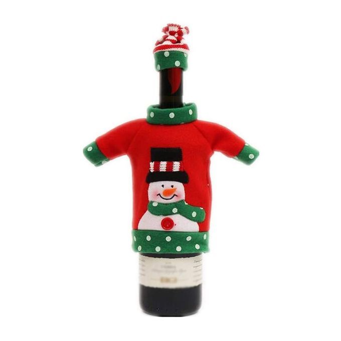 Hristmas Wine  Over Dinner Table De Oration Red Wine Bag  Loth Fabri -re Reen-3p S Set