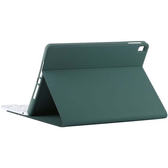 TG11B Detachable Bluetooth White Keyboard + Microfiber Leather Protective Case For IPad Pro 11 Inch (2020), With Pen Slot & Holder (Dark Green)