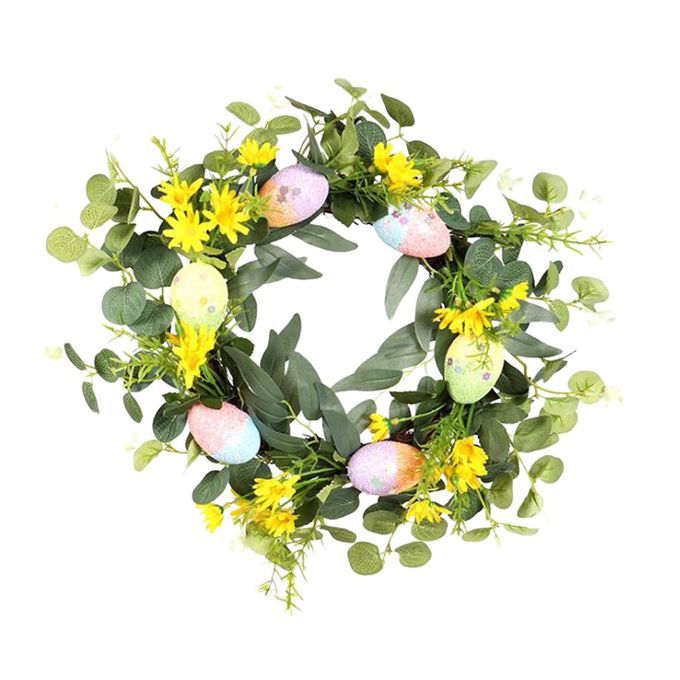 Easter Egg Wreath Spring Easter Wreath Flower Eu Alyptus Leaves For De Oration- Olorful