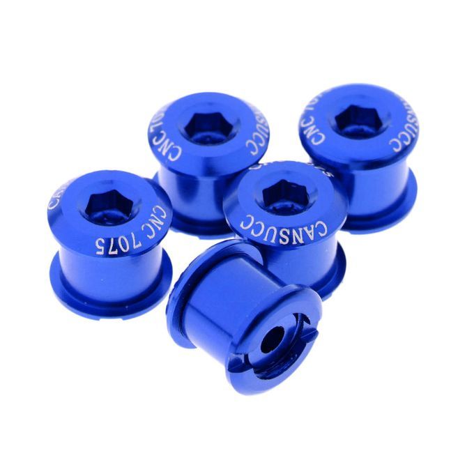 5Pcs Bicycle Crank Arm Bolts  Single/Double Chainring M8x7mm Blue