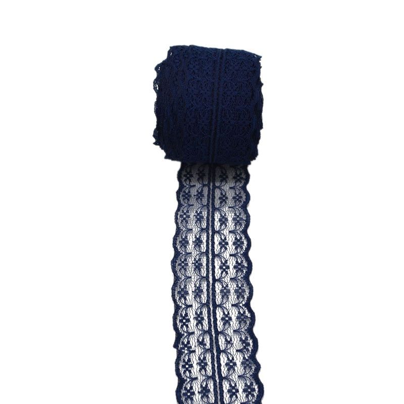 10m/lot 4.5cm Lace Ribbon Lace Trim Fabric Rustic Wedding Decoration Handcrad Embroidered Sewing Clothes Dress DIY Material Navy Blue