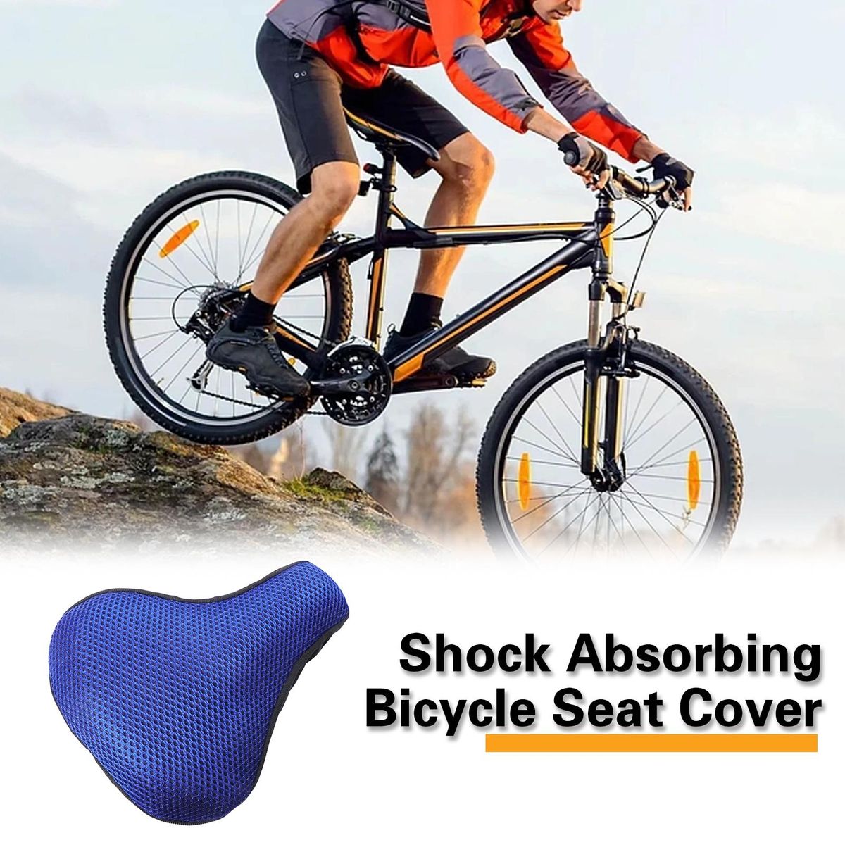Breathable 3d Honeycomb Mesh Bike Seat Cover Ergonomic for Universal Dark Blue