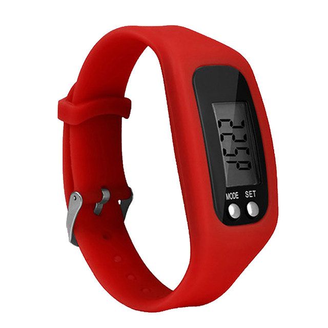 Sport Running Silicone Pedometer Calorie Step Counter Red