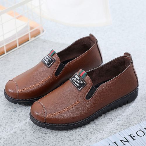 Ladies Fashion Casual Flat Shoes Office Shoes-Dark Brown