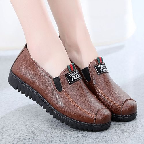 Ladies Fashion Casual Flat Shoes Office Shoes-Dark Brown