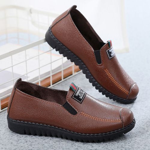 Ladies Fashion Casual Flat Shoes Office Shoes-Dark Brown