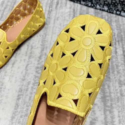 Ladies Fashion Casual Flat Shoes Office Shoes-Yellow