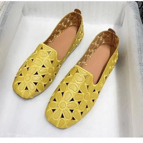Ladies Fashion Casual Flat Shoes Office Shoes-Yellow