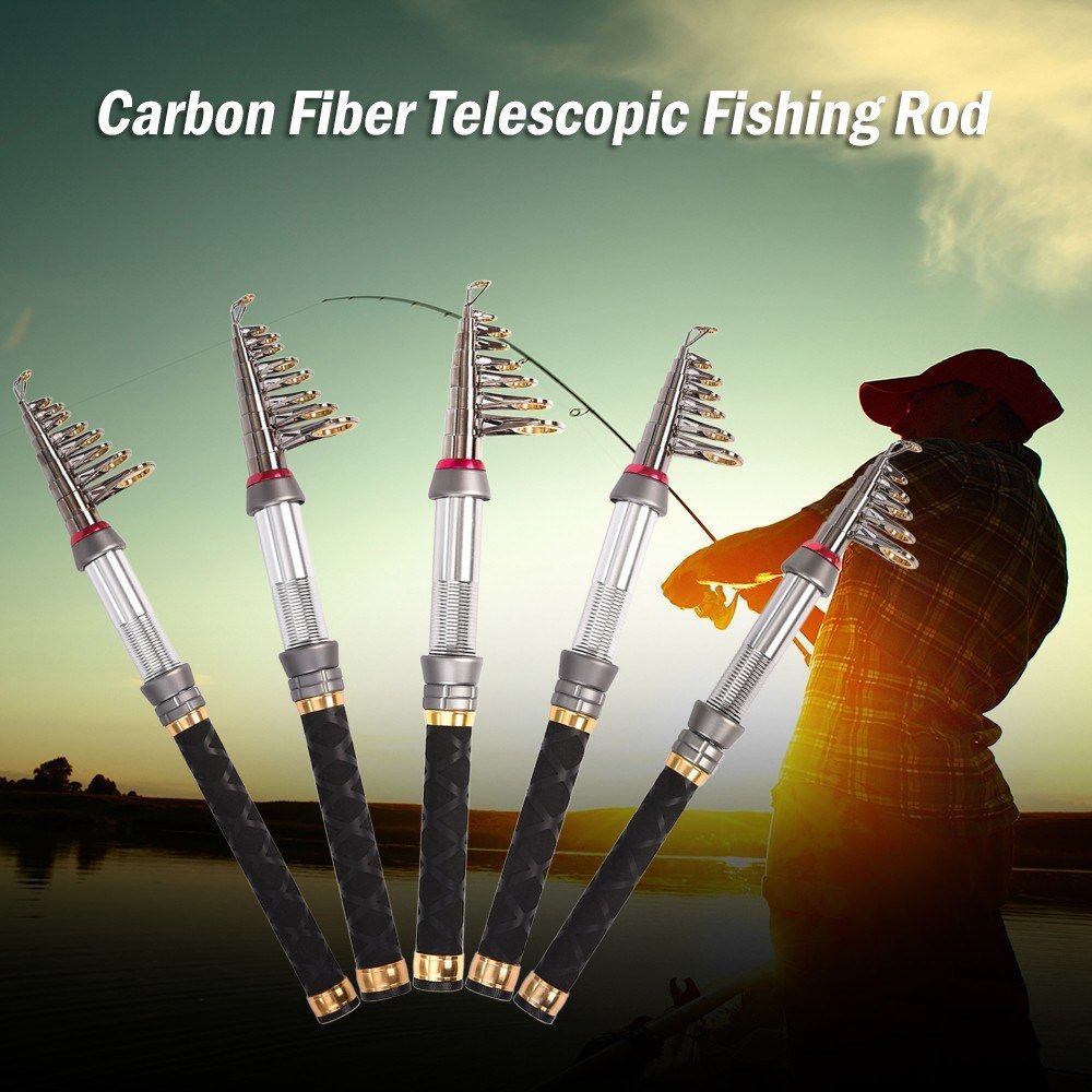 Carbon Fiber Telescopic Fishing Rod 1.3-2.4m Sea Rods Travel