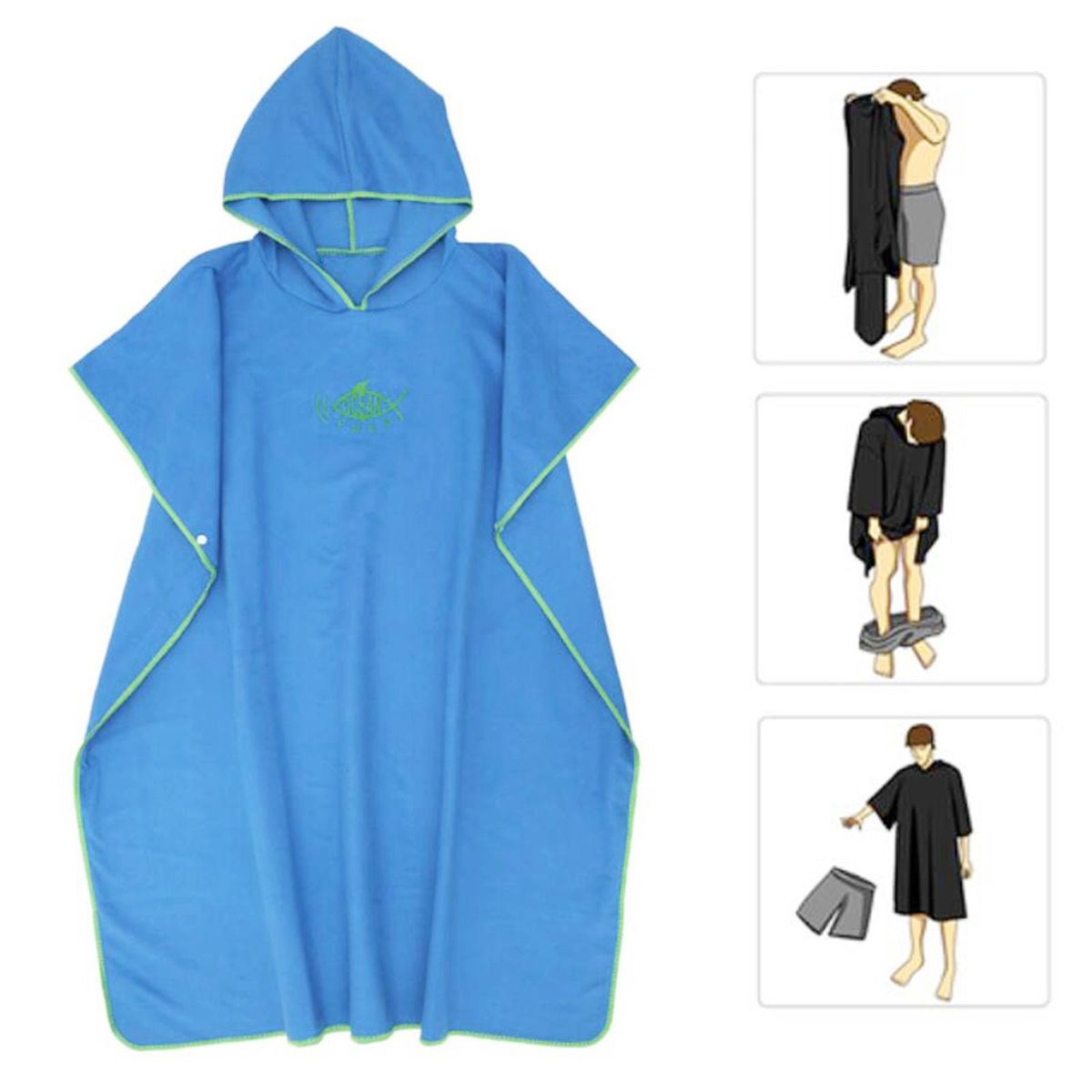 Surf Poncho Changing Robe, Adult Fast Dry Light Blue