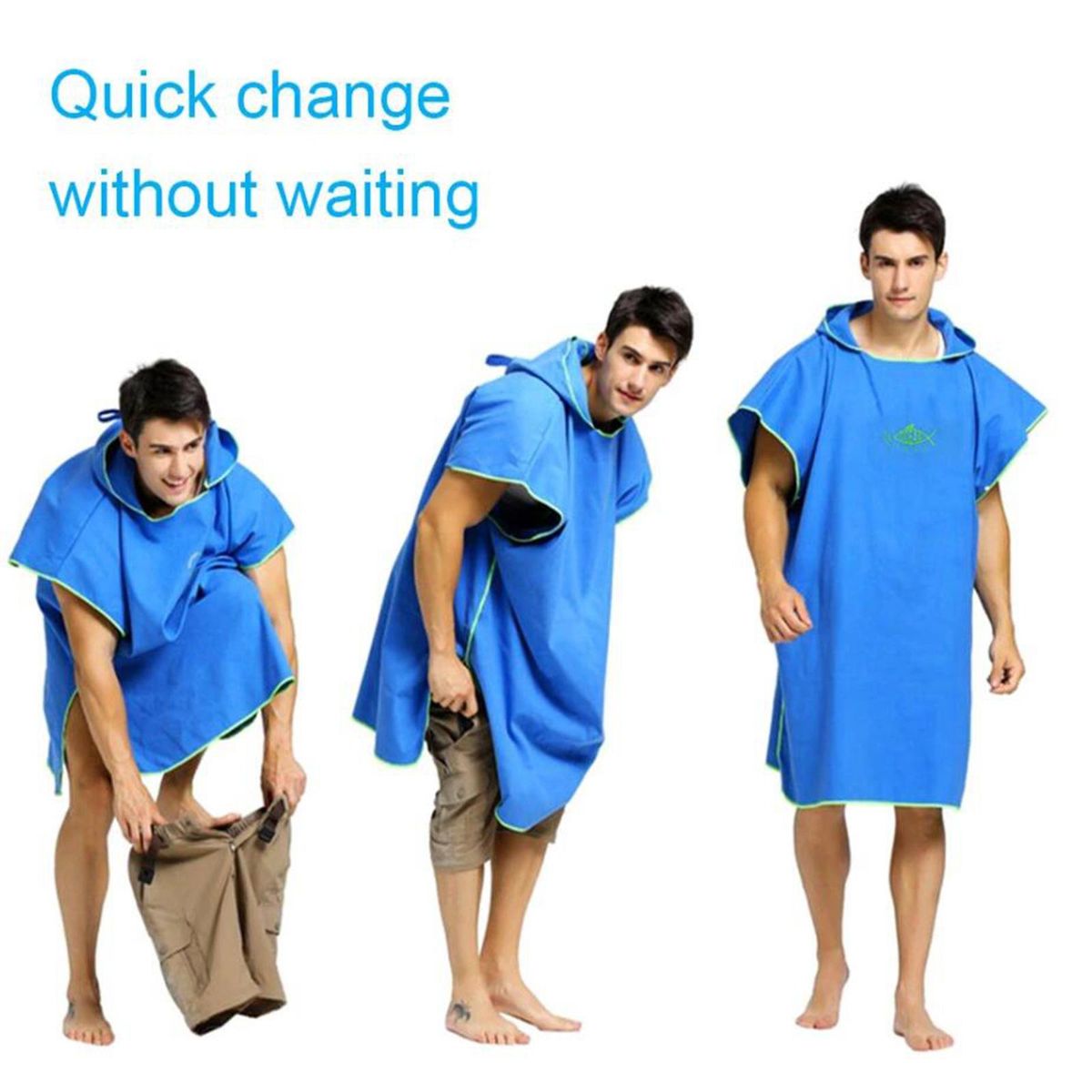 Surf Poncho Changing Robe, Adult Fast Dry Light Blue