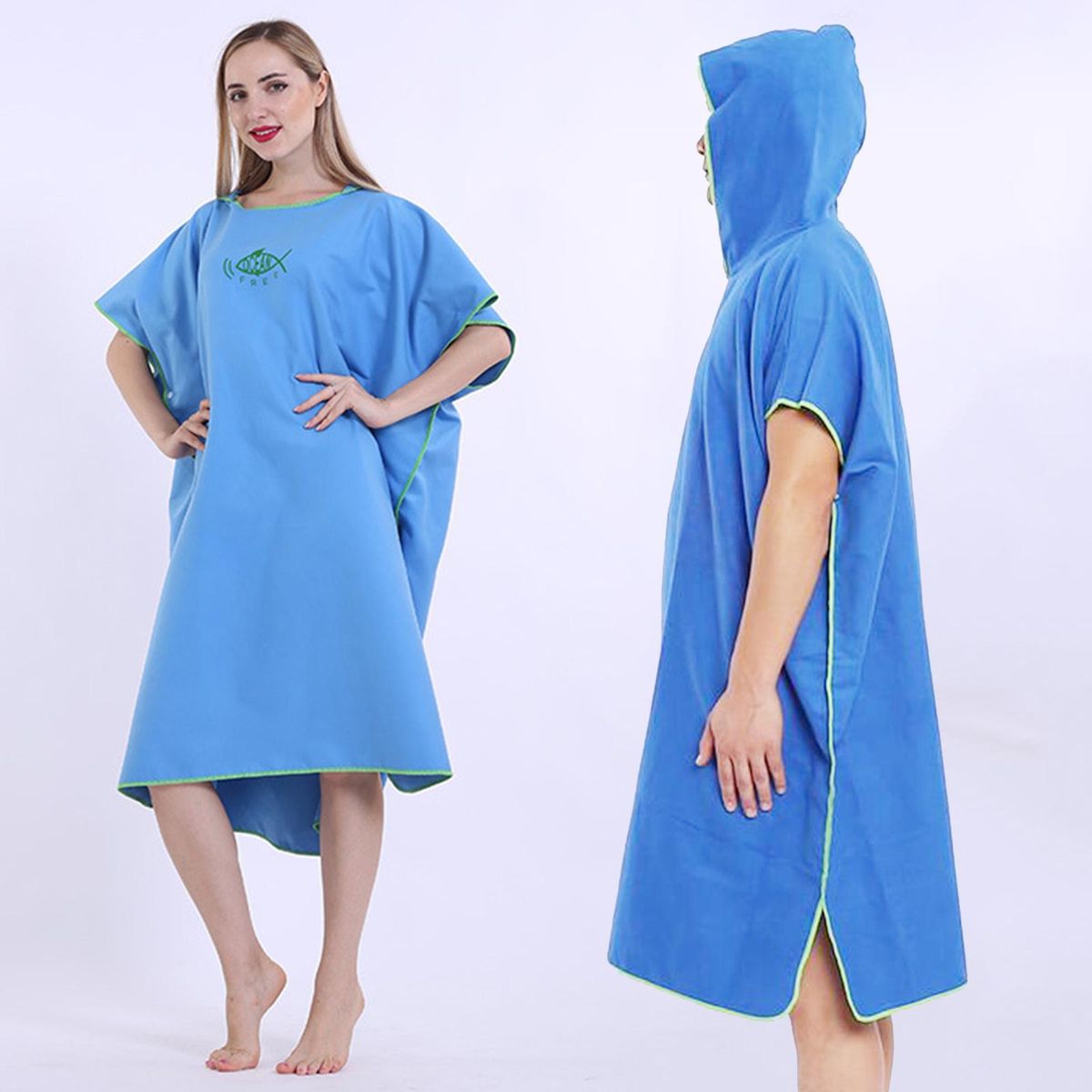 Surf Poncho Changing Robe, Adult Fast Dry Light Blue