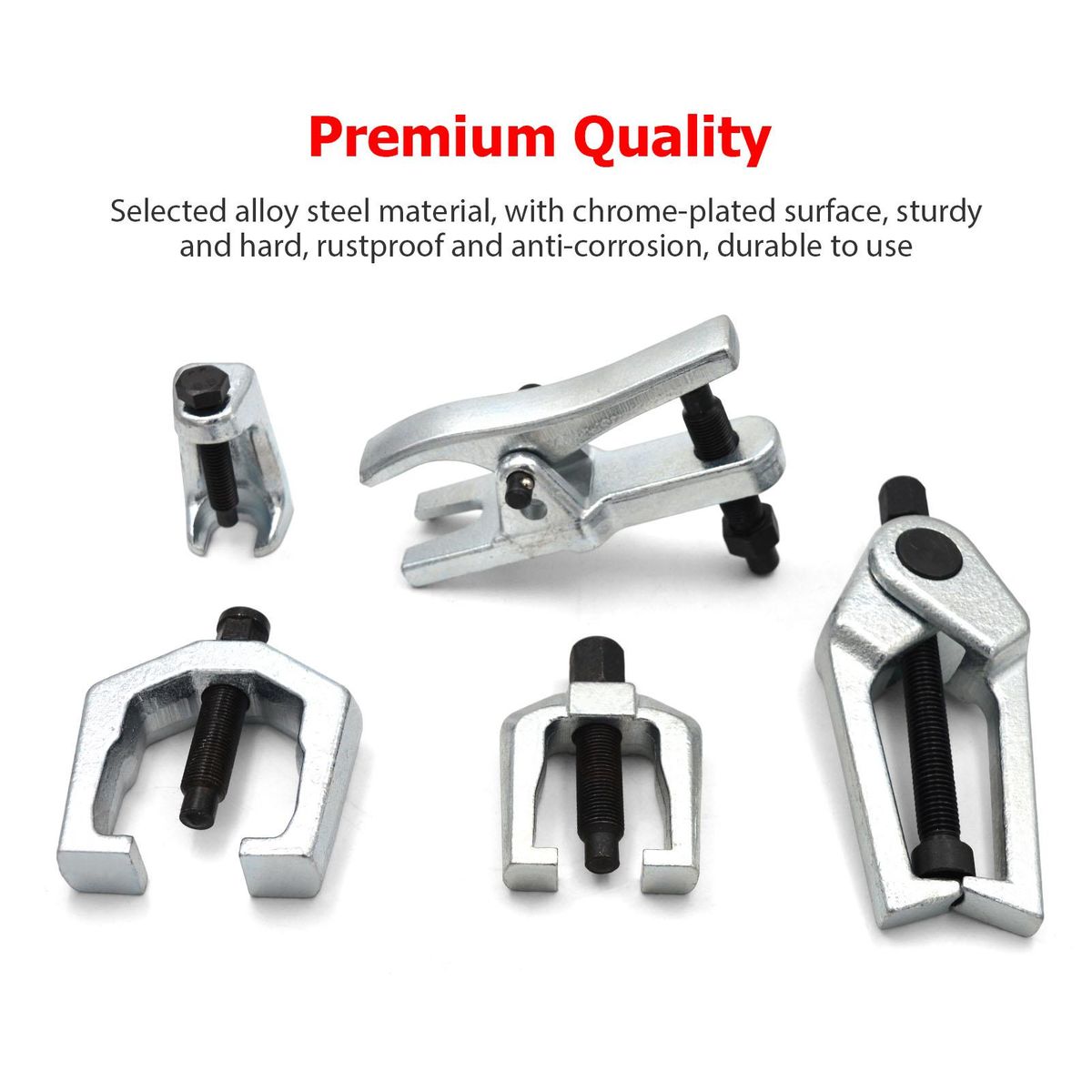 5 PCS Ball Joint Separator Kit Pitman Arm Puller Tie Rod End Remover Splitter Removal Tool Automotive Front End Service Set