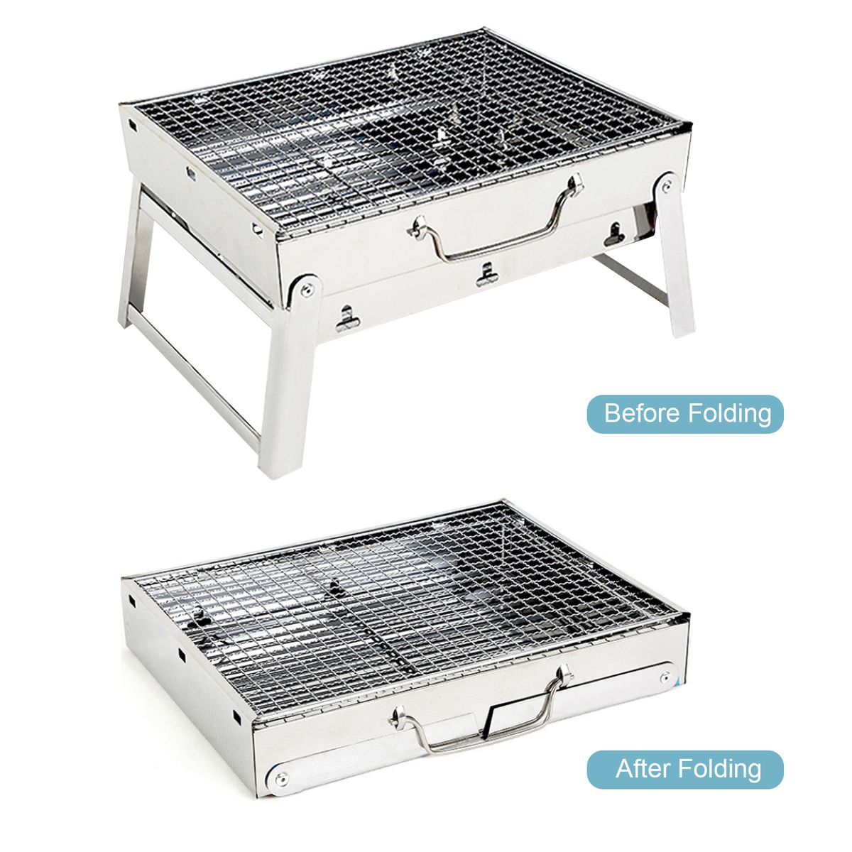 Portable Camping Grill Stainless Steel BBQ Folding Campfire