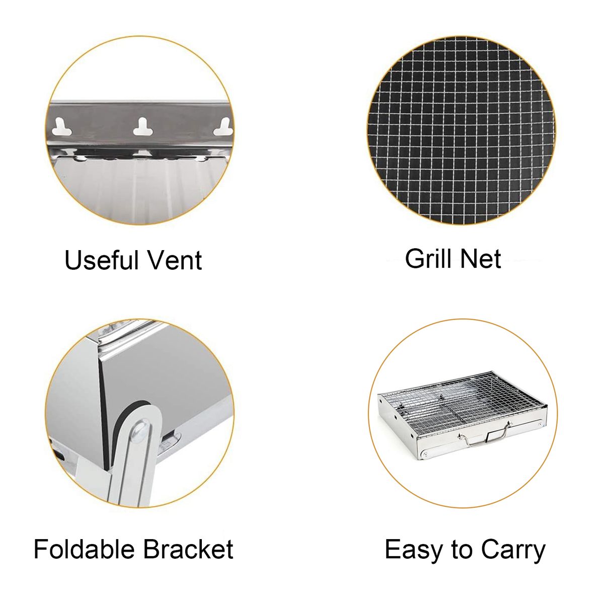 Portable Camping Grill Stainless Steel BBQ Folding Campfire
