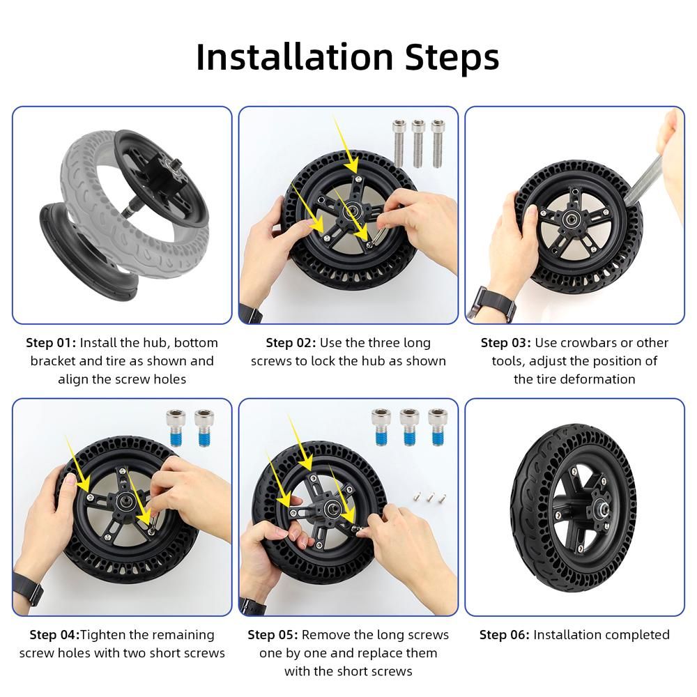 8.5 Inch Electric Scooter Split Wheel Hub Aluminum Alloy Rear Wheel Rims Solid Tire Modification Accessories Compatible with PRO/PRO2