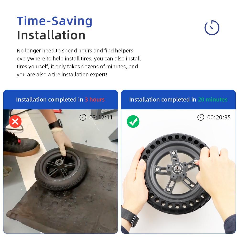 8.5 Inch Electric Scooter Split Wheel Hub Aluminum Alloy Rear Wheel Rims Solid Tire Modification Accessories Compatible with PRO/PRO2