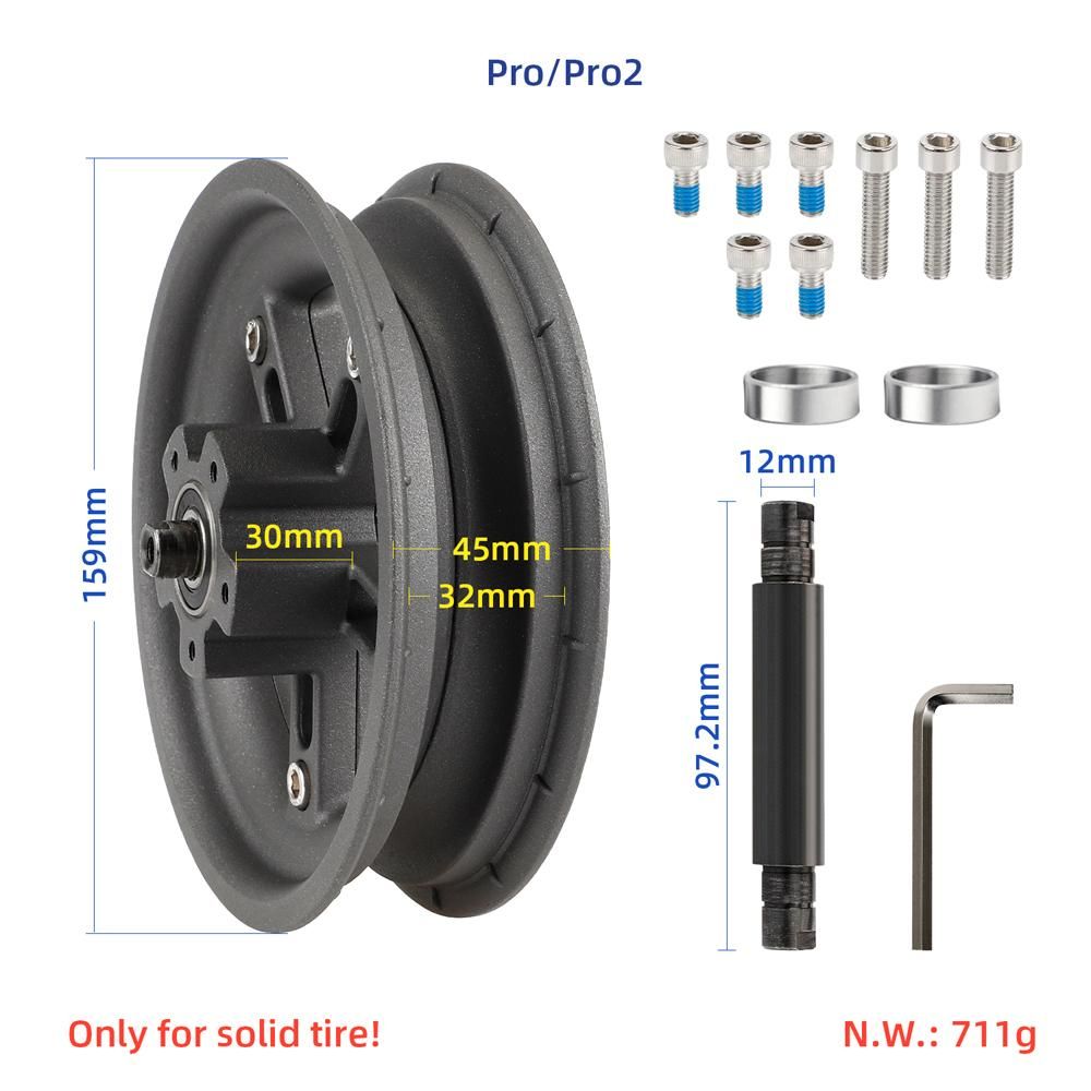 8.5 Inch Electric Scooter Split Wheel Hub Aluminum Alloy Rear Wheel Rims Solid Tire Modification Accessories Compatible with PRO/PRO2