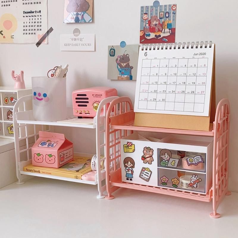 File Box Desktop Organizer Makeup Storage Box Foldable Shelf Pen Holder Container Office Storage School Stationery