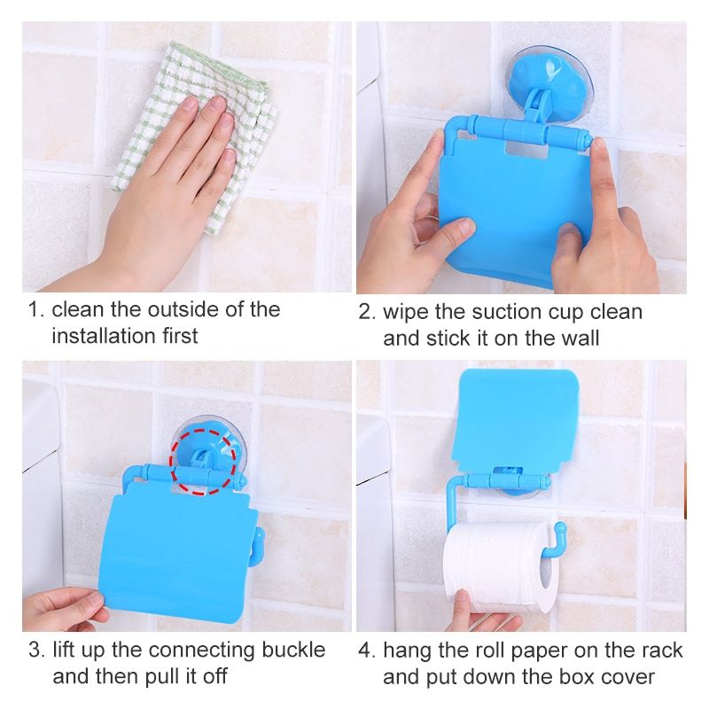 2 PCS Colorful Waterproof Plastic Toilet Bathroom Kitchen Wall Mounted Roll Paper Holder Carrier Home Decoration Tools(White)