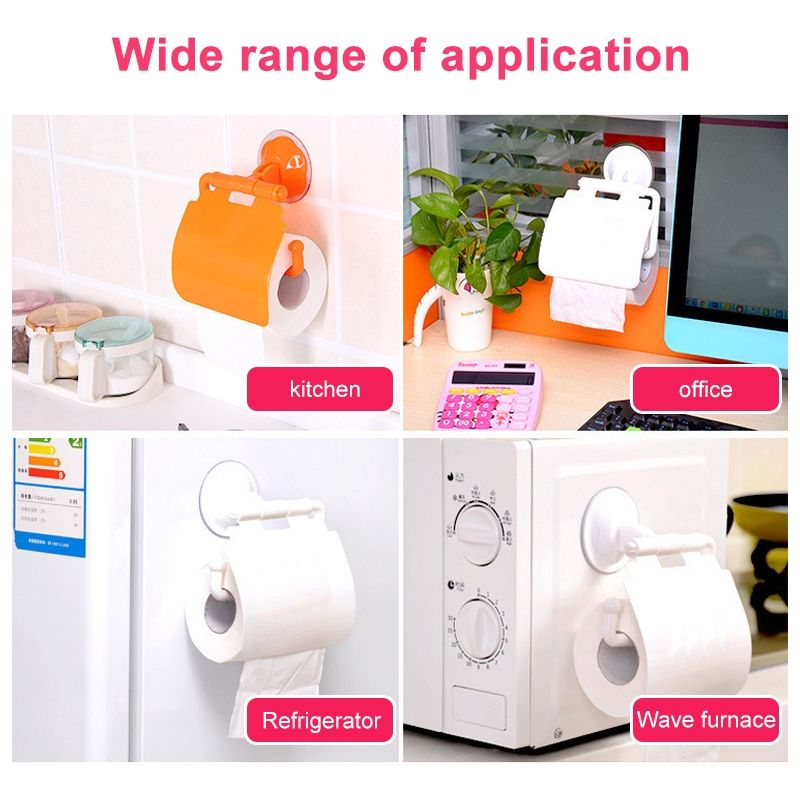 2 PCS Colorful Waterproof Plastic Toilet Bathroom Kitchen Wall Mounted Roll Paper Holder Carrier Home Decoration Tools(White)