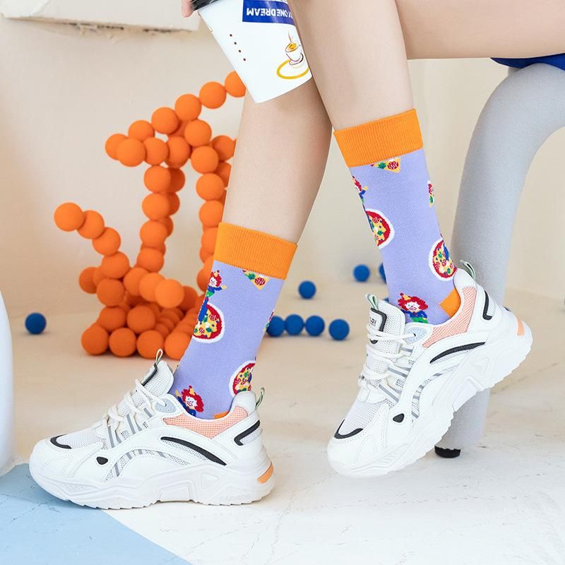 Fashion funny women socks cotton crew Autumn Spring happy sock tube cotton long thick crew casual fruit pattern colorful socks