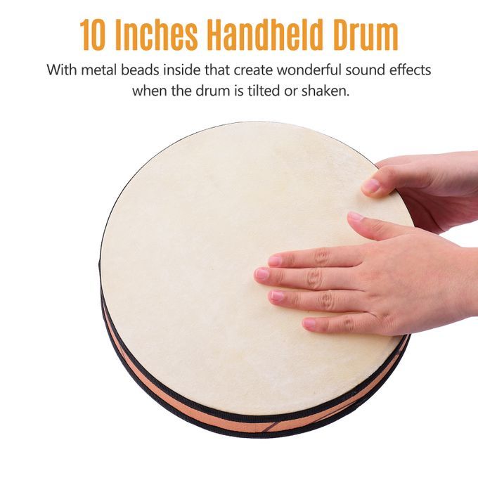 10 Inch Ocean Drum Wooden Handheld Sea Wave Drum Percussion