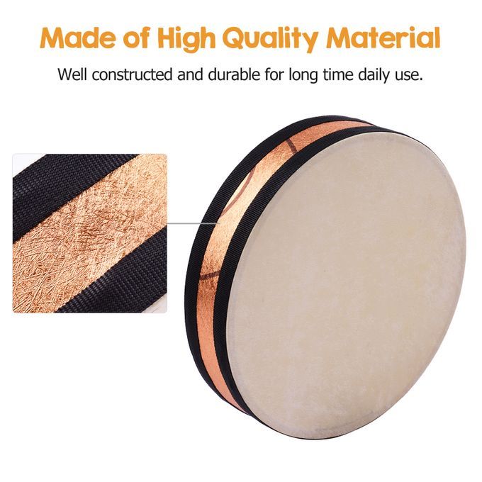 10 Inch Ocean Drum Wooden Handheld Sea Wave Drum Percussion