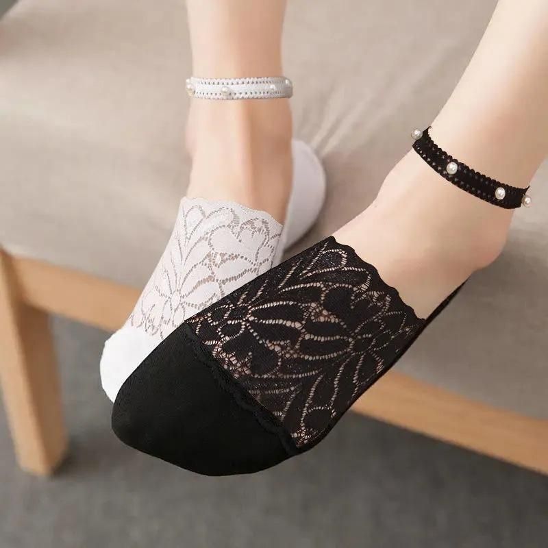 1/3 Pair Boat Socks for Women Summer Pearls Lace Short Ankle Socks Funny Invisible Socks Girls Ladies Dance BreathableThin Socks
