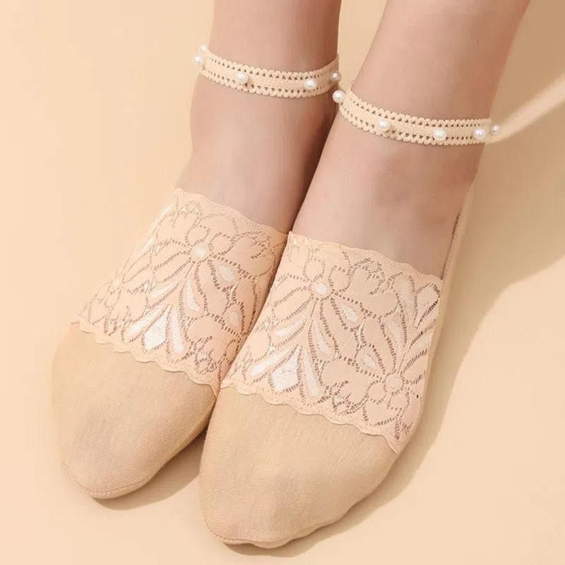 1/3 Pair Boat Socks for Women Summer Pearls Lace Short Ankle Socks Funny Invisible Socks Girls Ladies Dance BreathableThin Socks