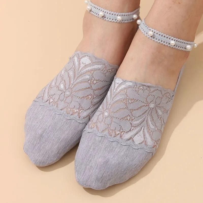 1/3 Pair Boat Socks for Women Summer Pearls Lace Short Ankle Socks Funny Invisible Socks Girls Ladies Dance BreathableThin Socks