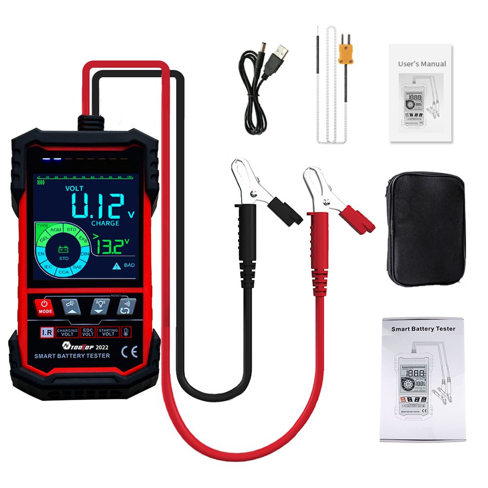 TOOLTOP Intelligent Battery Tester 3.2 Inch Color Screen