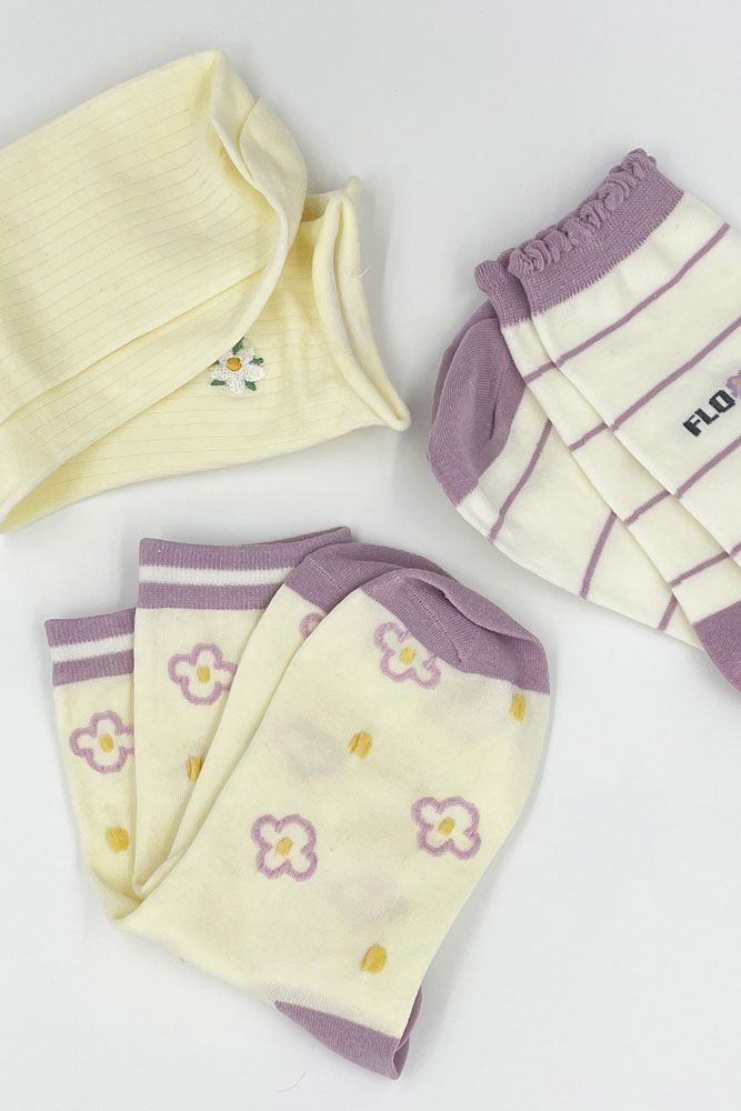 Purple Socks Ins Wind Forest Department Literature And Art Sweet Autumn Flowers Cotton Small Fresh College Wind Tube Socks Children